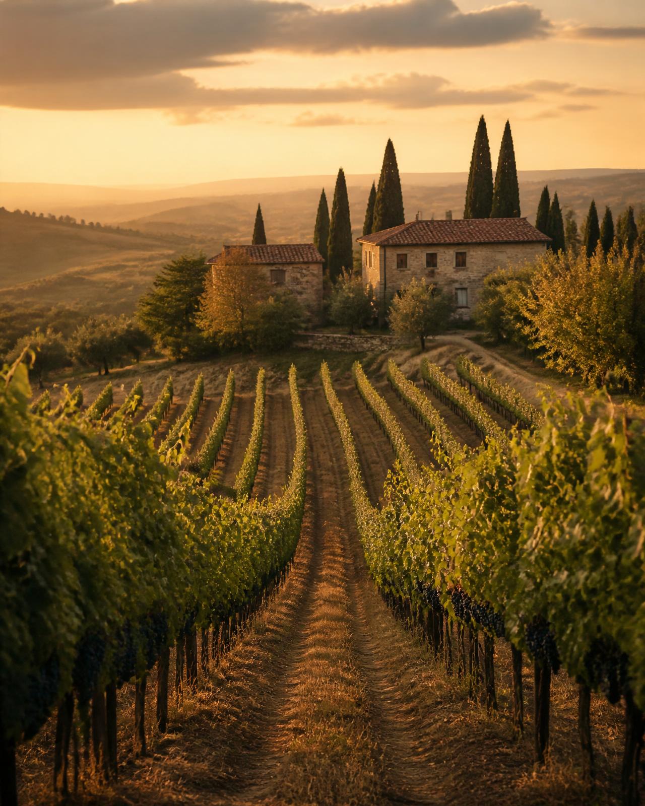 Rolling Tuscan vineyard